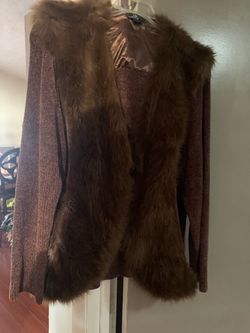 Faux Fur Trim Knit Cardigan size 2X