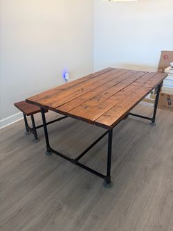 Rustic table and bench