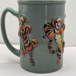 Disney’s Winnie the Pooh Tigger Raised 3D Embossed Green Coffee Mug