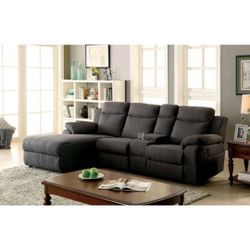 Gray Sectional Sofa With Recliner 