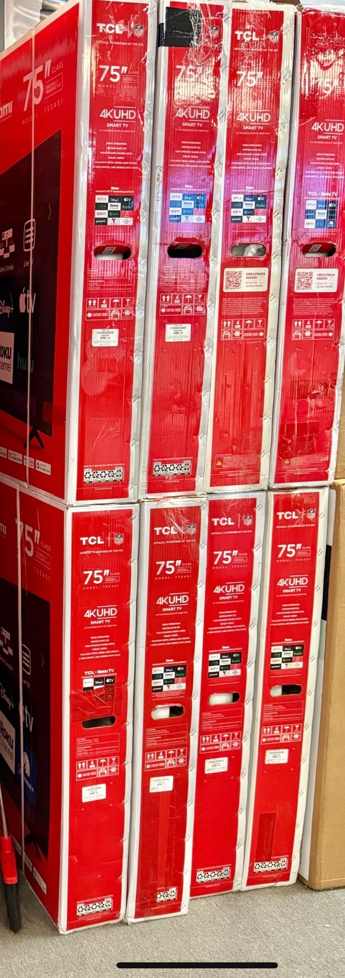 75 TV TCL smart 4K HDTV $55 down on financing free delivery six month warranty