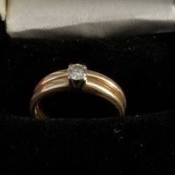 Heirloom Petite Solitaire Round Brilliant Cut .25 Carat Diamond Engagement Ring w/Wedding Band