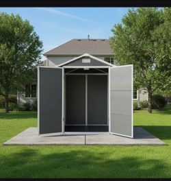 6x4 Ft Plastic Outdoor Storage with Floor and Lockable Door Plastic Garden Shed for Backyard,