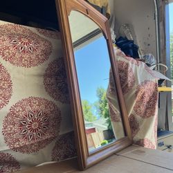 Vintage Solid Maple Wood Mirror 37’ X 22’ Inches 