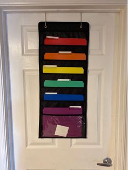Over-the-Door 6-Pocket Hanging File Organizer with Hooks