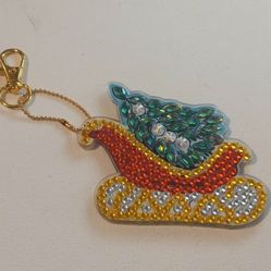 Blingy Sled & Christmas Tree Keychain