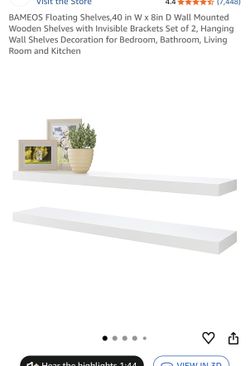 40” white shelves