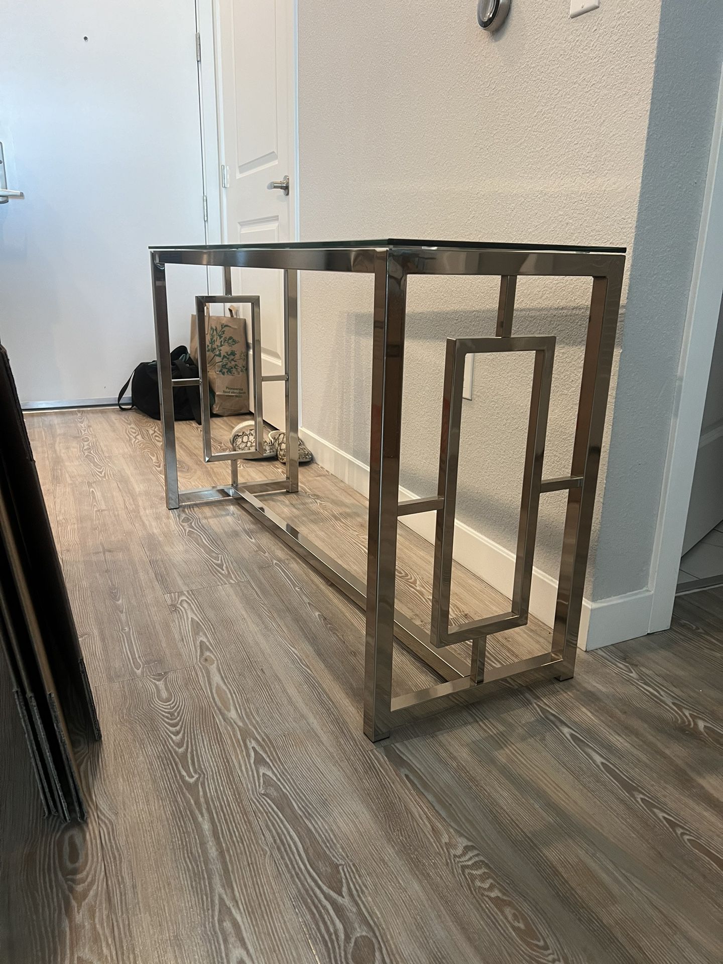 Glass console table 