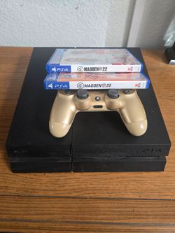 PS4 with control, cords & Madden games