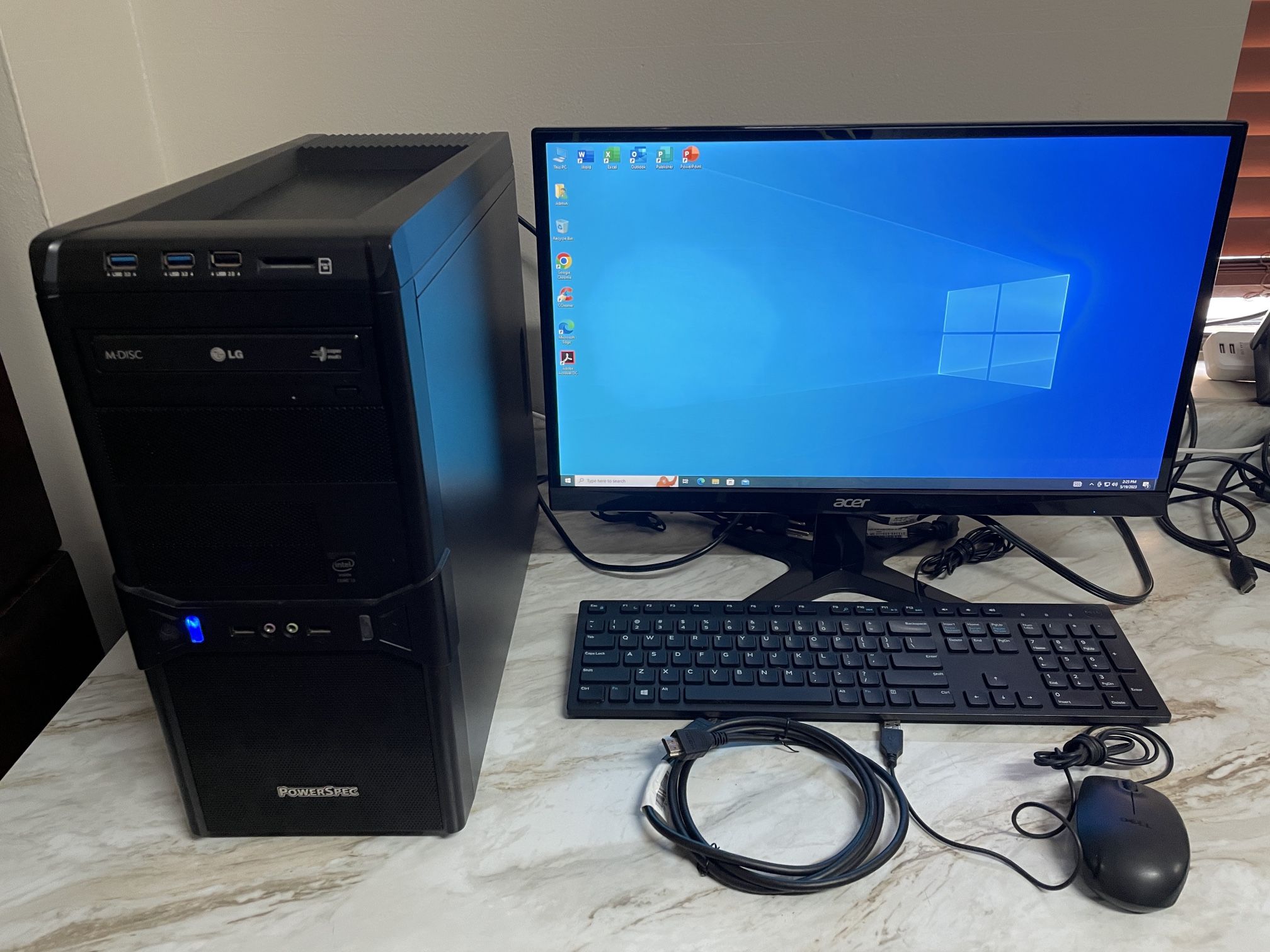 PowerSpec Desktop Computer + 23" Acer Monitor i3 16GB 512GB  W11 Pro