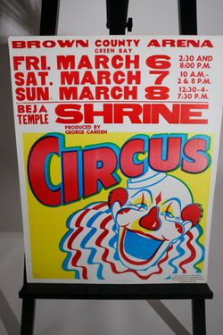 Vintage 1987 Green Bay Shrine Circus Poster Brown County Arena Cardboard 22x27