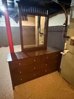 Dark Wood Dresser with Mirror