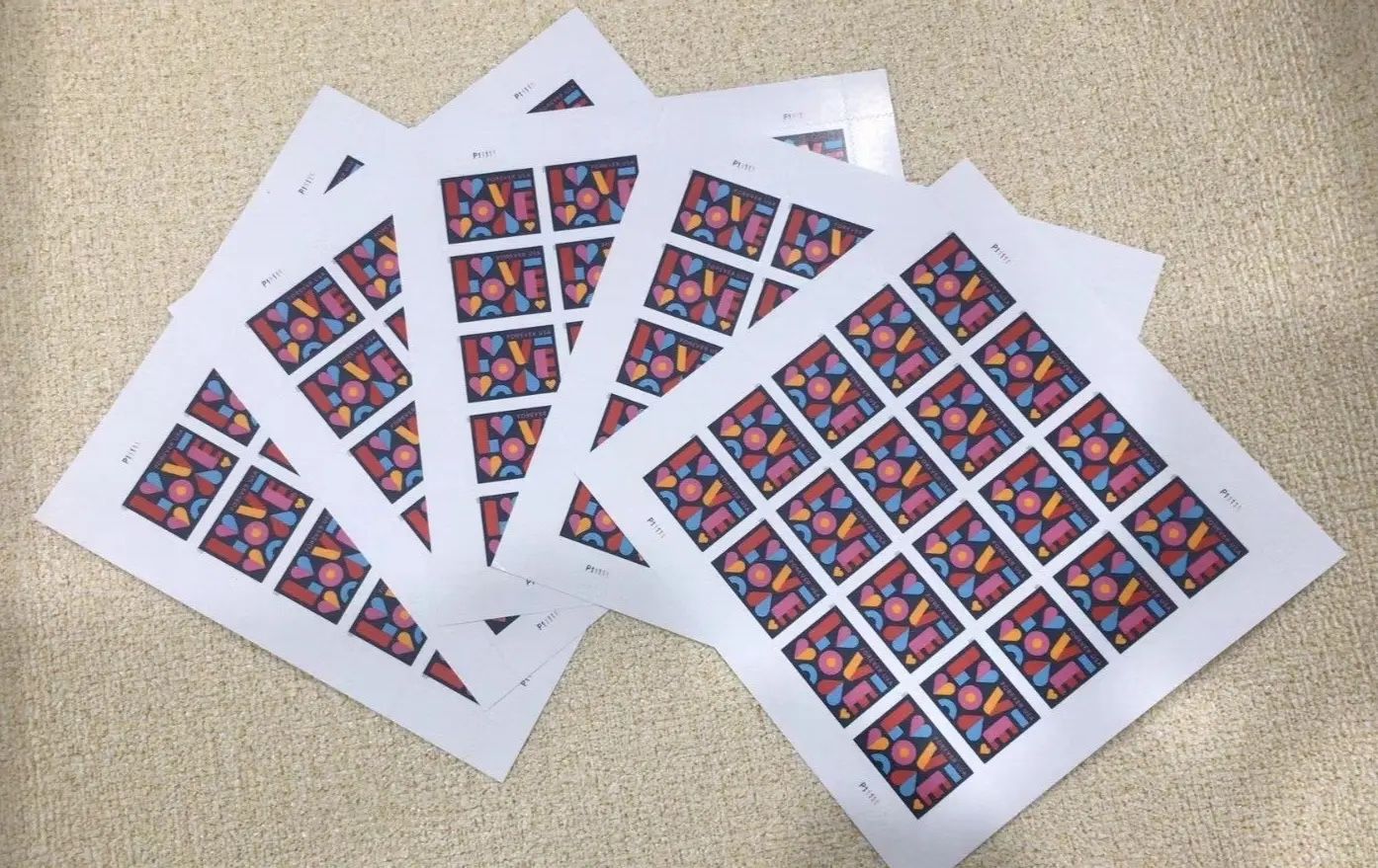 1000 Love Stamps 1 sheet Wedding Valentine Anniversary Postage stamp