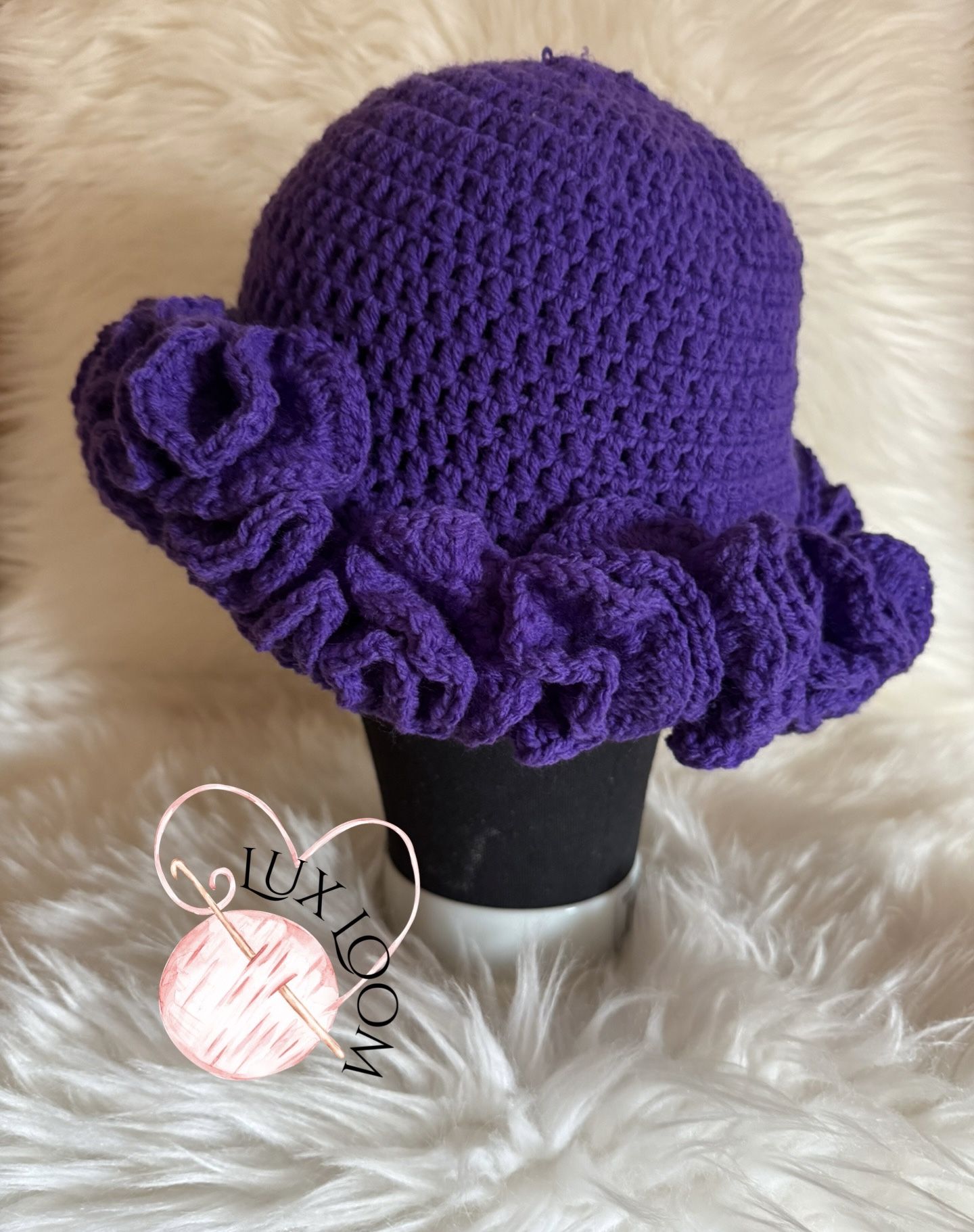 Handmade Crotchet Ruffle Hat 