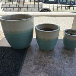 Ceramic glazed planters (set of 3)