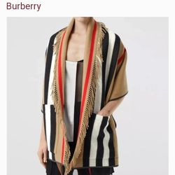 Authentic Burberry Cashmere Blend Poncho New Without Tags