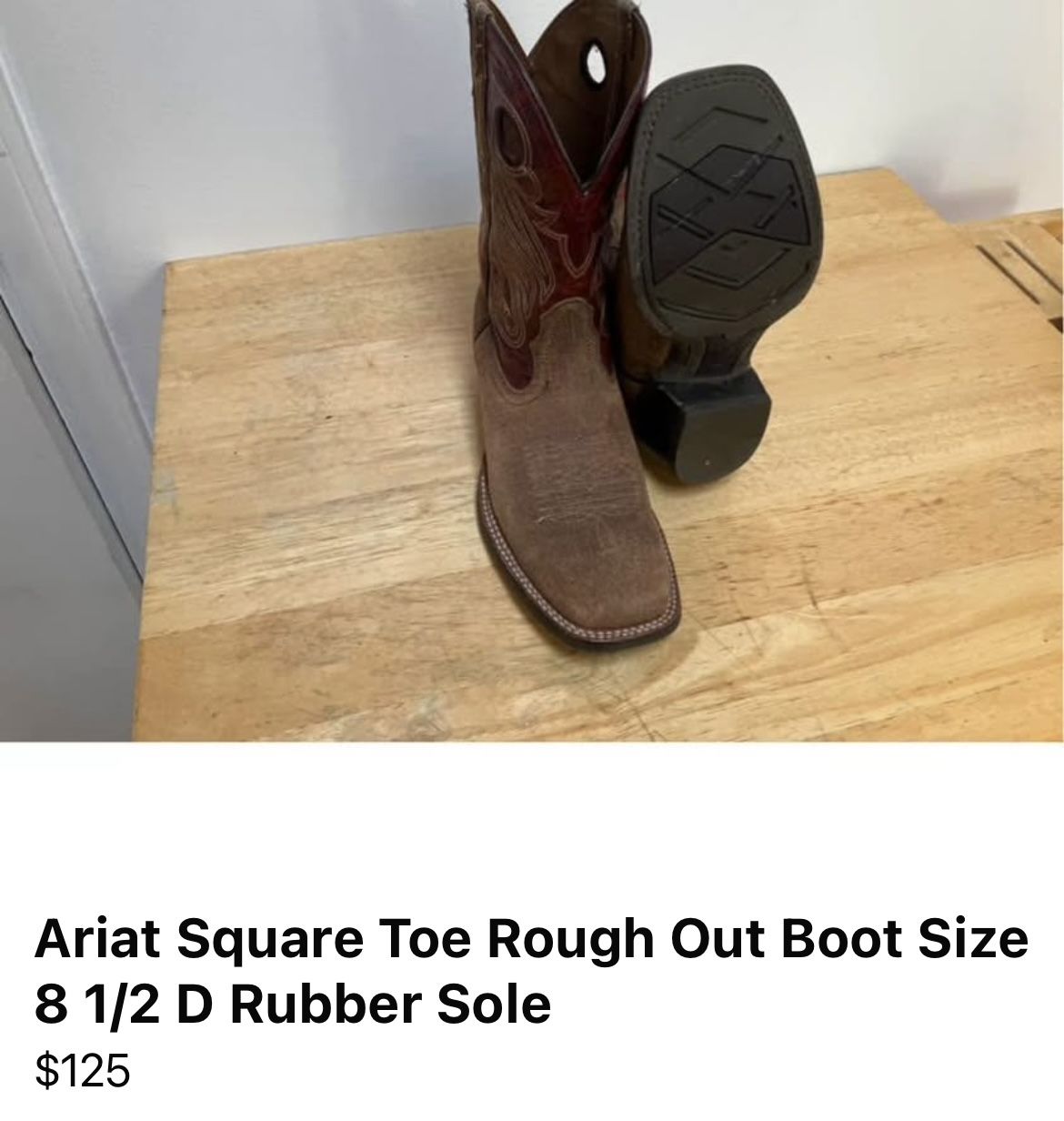 Men’s Ariat Rough Out Boots Size 8 1/2 Rubber Sole