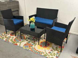 4-Piece Black Rattan Patio Furniture Set