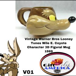 Vintage Warner Bros Looney Tunes Wile E. Coyote Character 3D Figural Mug 1989 V01