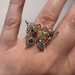 14 K Gold Butterfly And Sapphire Ring