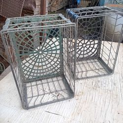 2 Vintage Metal Milk / Dairy Crates