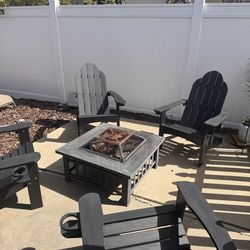 4 Black HDPE Adirondack Chairs – All Weather, Like New