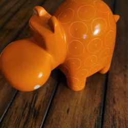 African Hand-Carved Soapstone HIPPOPOTAMUS, Orange -
Vintage! Collectible!