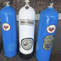 All 3 Vintage Scuba Tanks – Nautical / Beach / Man Cave Decor
