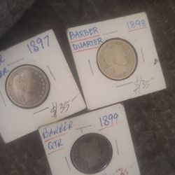 1897,1898,1899 Barber Quarters