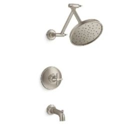 NIB - Kohler Brushed Nickel Shower Head & Tub Spout + Handle, Trim & Valve