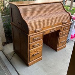 Roll Top Solid Oak Desk