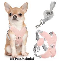 Pawaboo Small Dog Harness and Leash Set,pink
