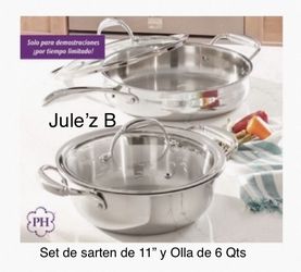 Princess House Juego De Sarten De 11” Y Olla De 6 Qts Tri-ply Nuevas En Sus Cajas