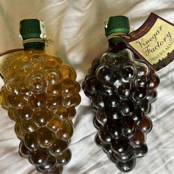 Vintage Glass Grapes Oil and Vinegar Bottles