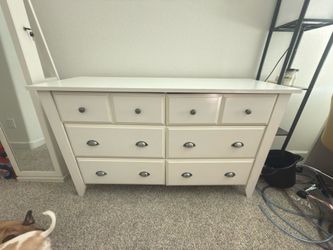 -White 8-Drawer Wooden Dresser