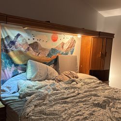 Adjustable Overhead Bed Frame With Large Storage And Jewelry Boxes