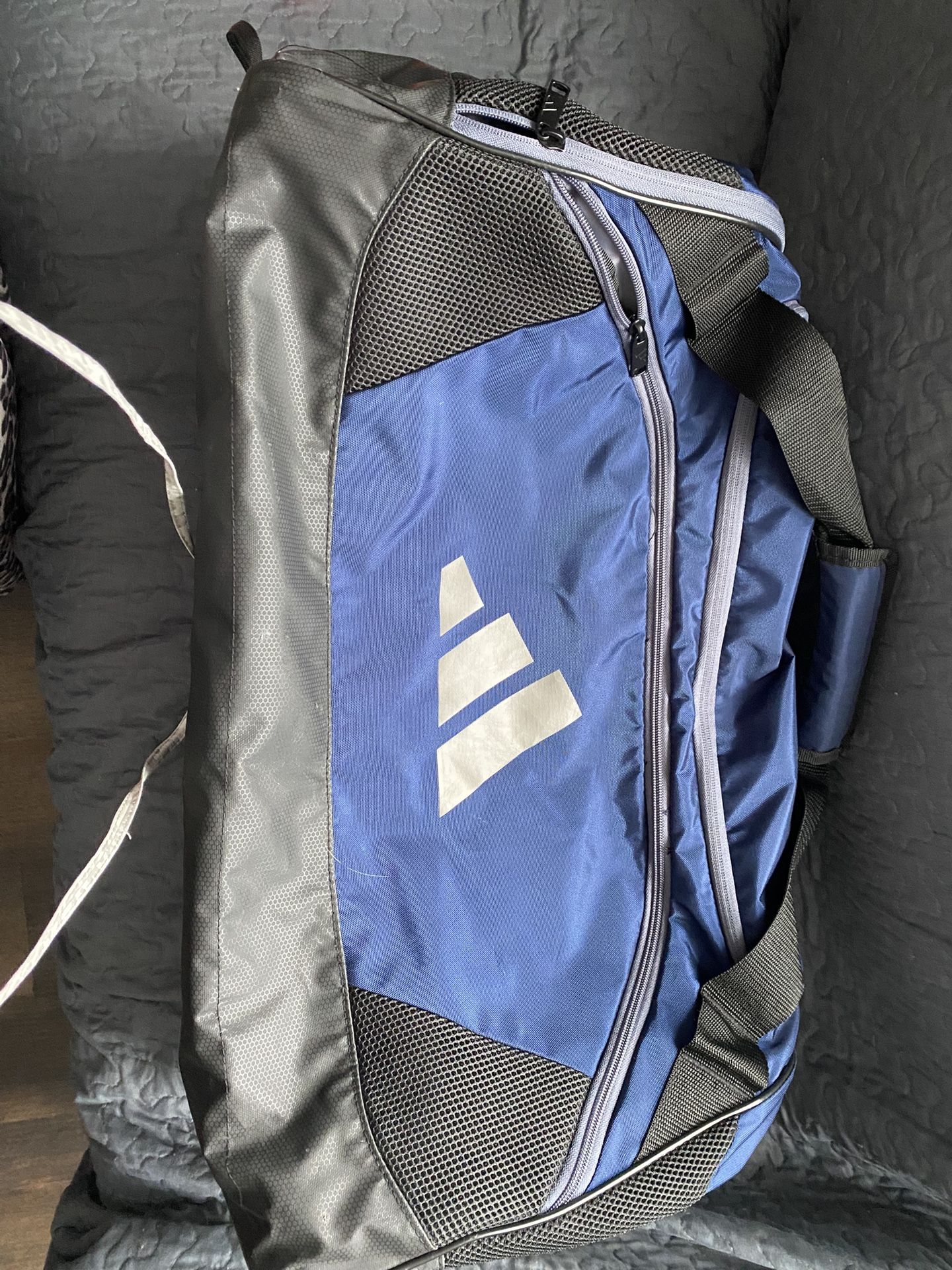 Adidas Blue and Black Sports Duffel Bag
