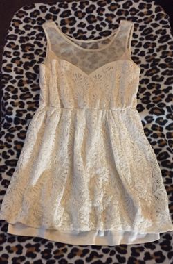 Cream Lace Mesh Dress