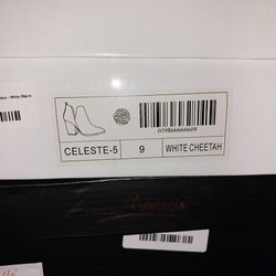 Size 9 New In Box White Cheetah Split Boot. ABATA SHOES
