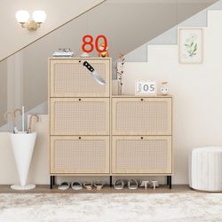 Brand New Natural Wood Color 5-Door Shoe Rack