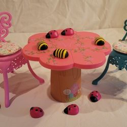 American Girl Doll Wellie Wishers Garden Party Table And Chairs 