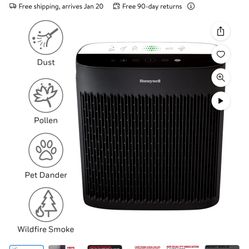 Honeywell Air Purifier, HPA5300B, 500 sq ft, HEPA Filter,  Allergen+ Plus, Smoke, Pollen, Dust Reducer