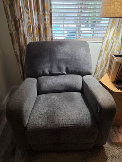 Gray Fabric Upholstered Recliner Chair