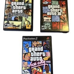 PlayStation 2 Grand Theft Auto Bundle Grand Theft 3/Vice City/San Andreas Vintage Video Games