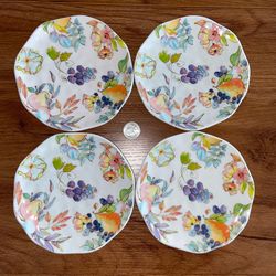 Set of 4 Grace Teaware Small Flower Saucer Plates Fine Porcelain