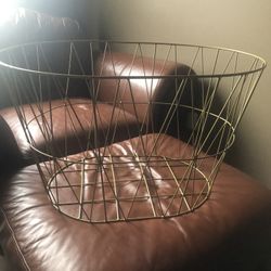 Large Gold Metal Wire Basket 