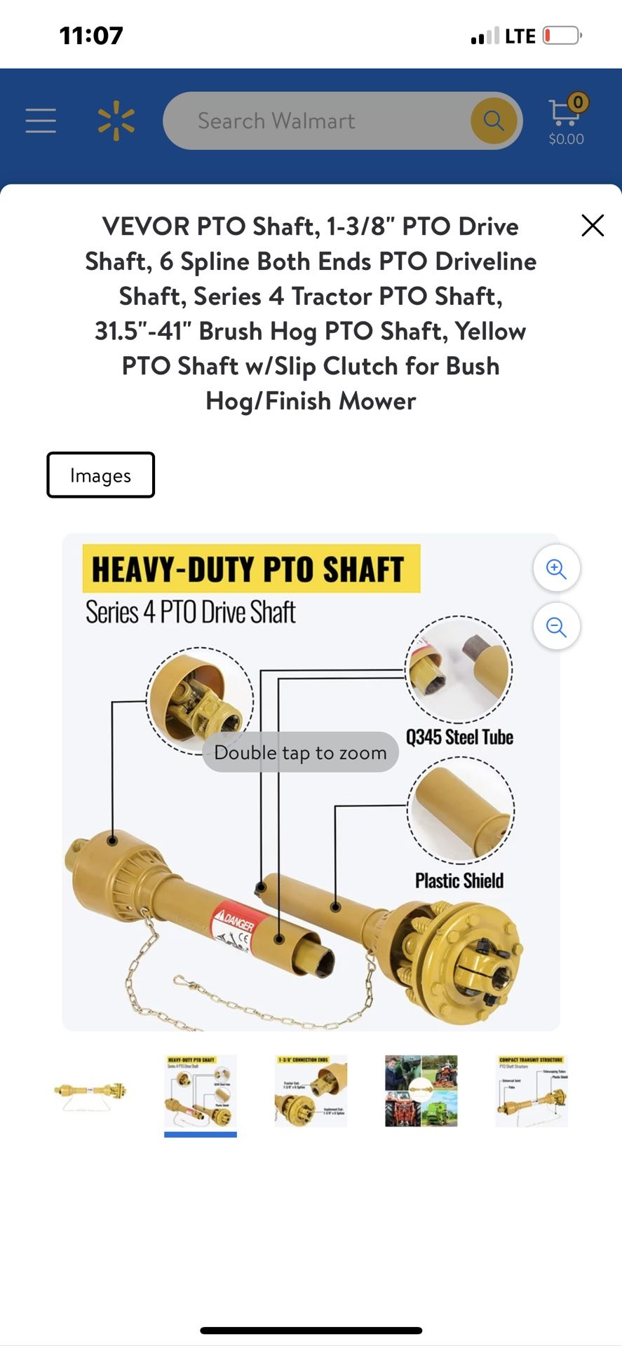 PTO Shaft, 1-3/8' PTO Drive Shaft, 6 Spline Both Ends PTO Driveline Shaft, Series 4 Tractor PTO Shaft, 31.5"-41" Brush Hog PTO Shaft, Yellow PTO Shaft