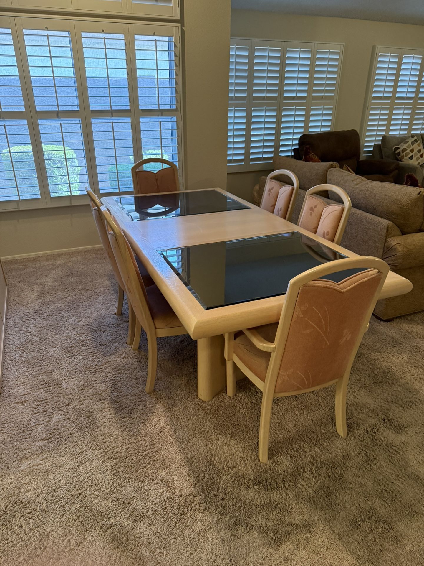 Wood And Glass Dining Table- Seats 6