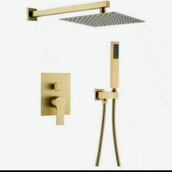 Sturdy Luxury Wall Mount Shower System Dual Head Solid Brass Brushed Good