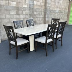 Beautiful Marble Dining Table And Chair Set (Delivery Available)